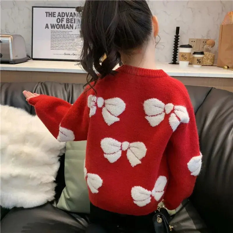 Maglione per ragazze Moda 2025 Abbigliamento per bambini Peluche lavorato a maglia Abbigliamento invernale Nuove ragazze Rosso Natale Maglione addensato Bambini 12 anni