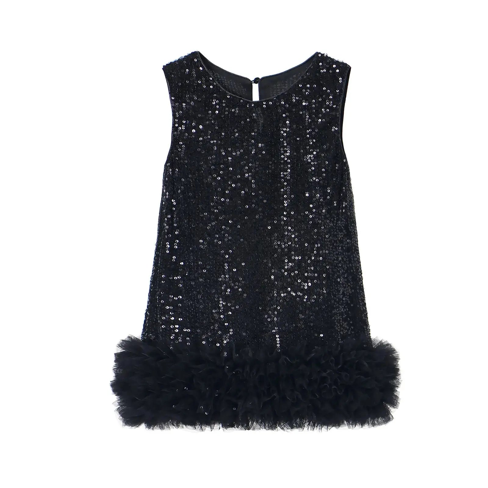 Gonna gilet con paillettes per bambine per bambini Abiti senza maniche solidi 2025 Abito da principessa per compleanno nuova ragazza per bambini 2-8 anni L510