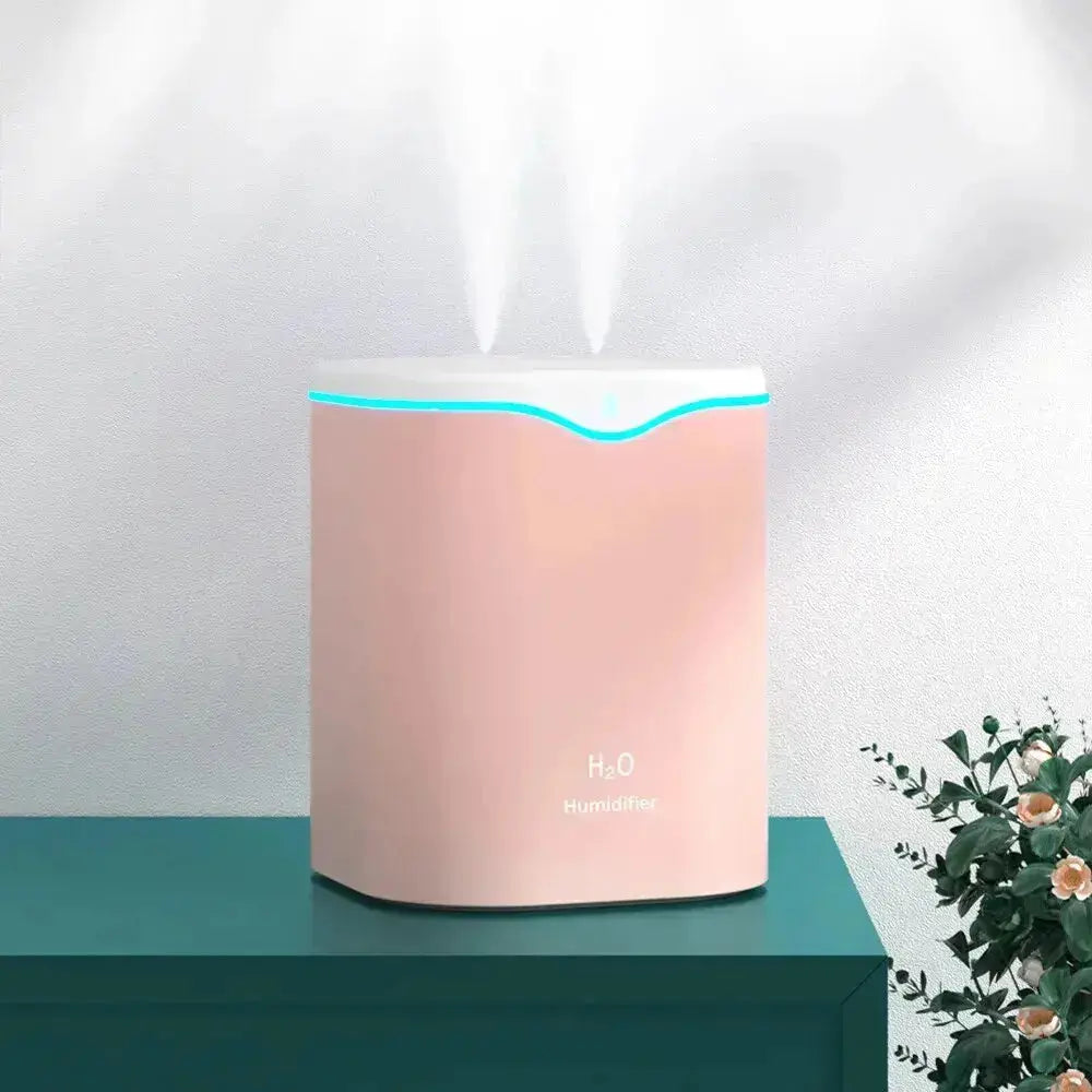 Umidificatore a doppio spruzzo di grande capacità Usb Home Camera da letto 2L Rifornitore d'acqua silenzioso Purificatore d'aria Diffusore d'acqua wireless Ufficio