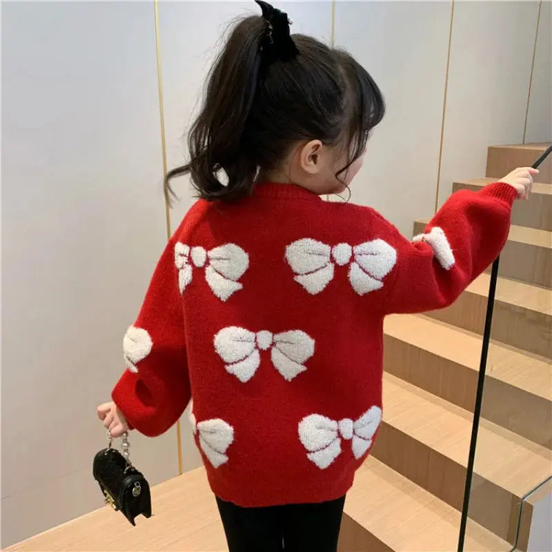 Maglione per ragazze Moda 2025 Abbigliamento per bambini Peluche lavorato a maglia Abbigliamento invernale Nuove ragazze Rosso Natale Maglione addensato Bambini 12 anni