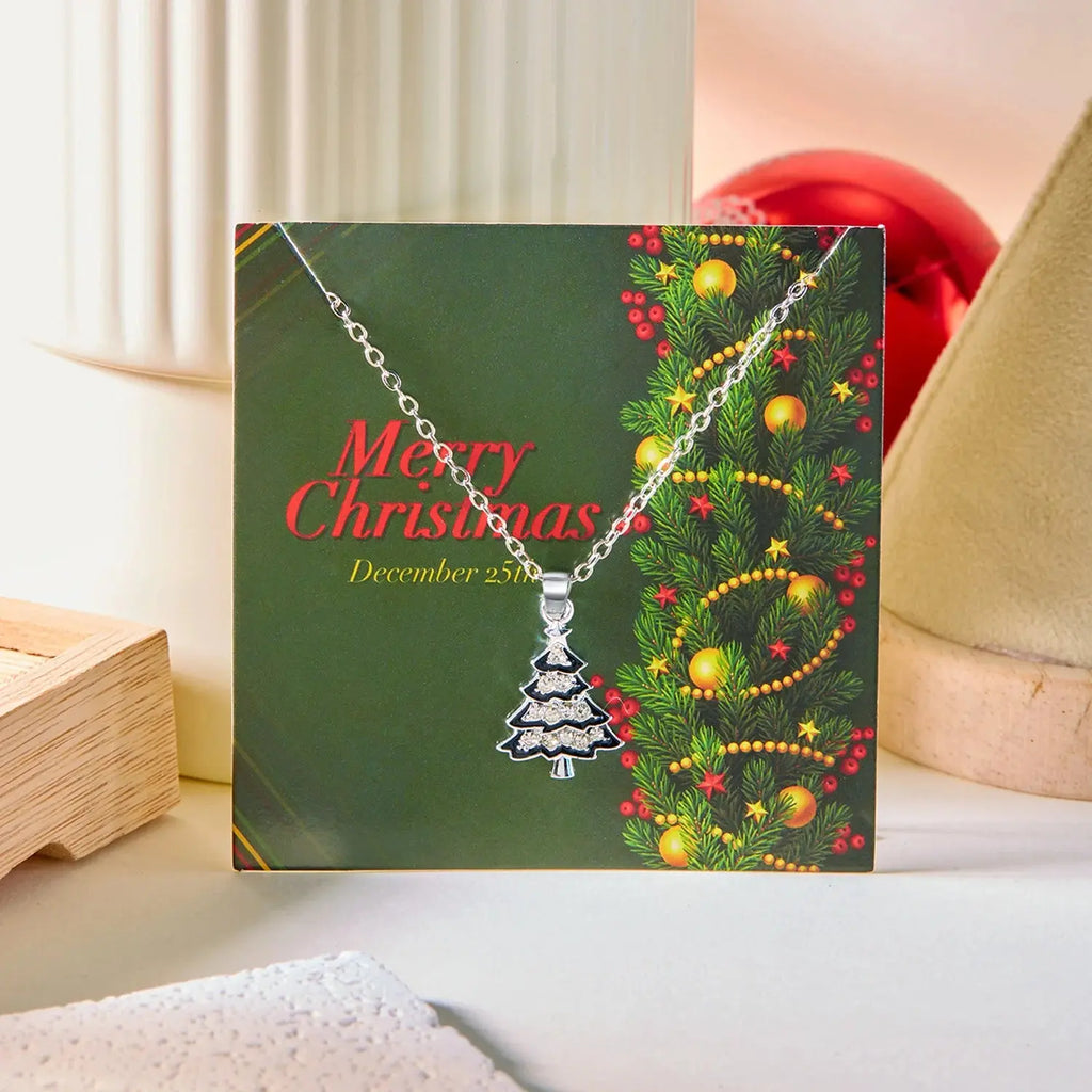 Capodanno Nuovo simpatico albero di Natale Collezione Collana Natale Fiocco di neve Collana con ciondolo Babbo Natale Gioielli per feste
