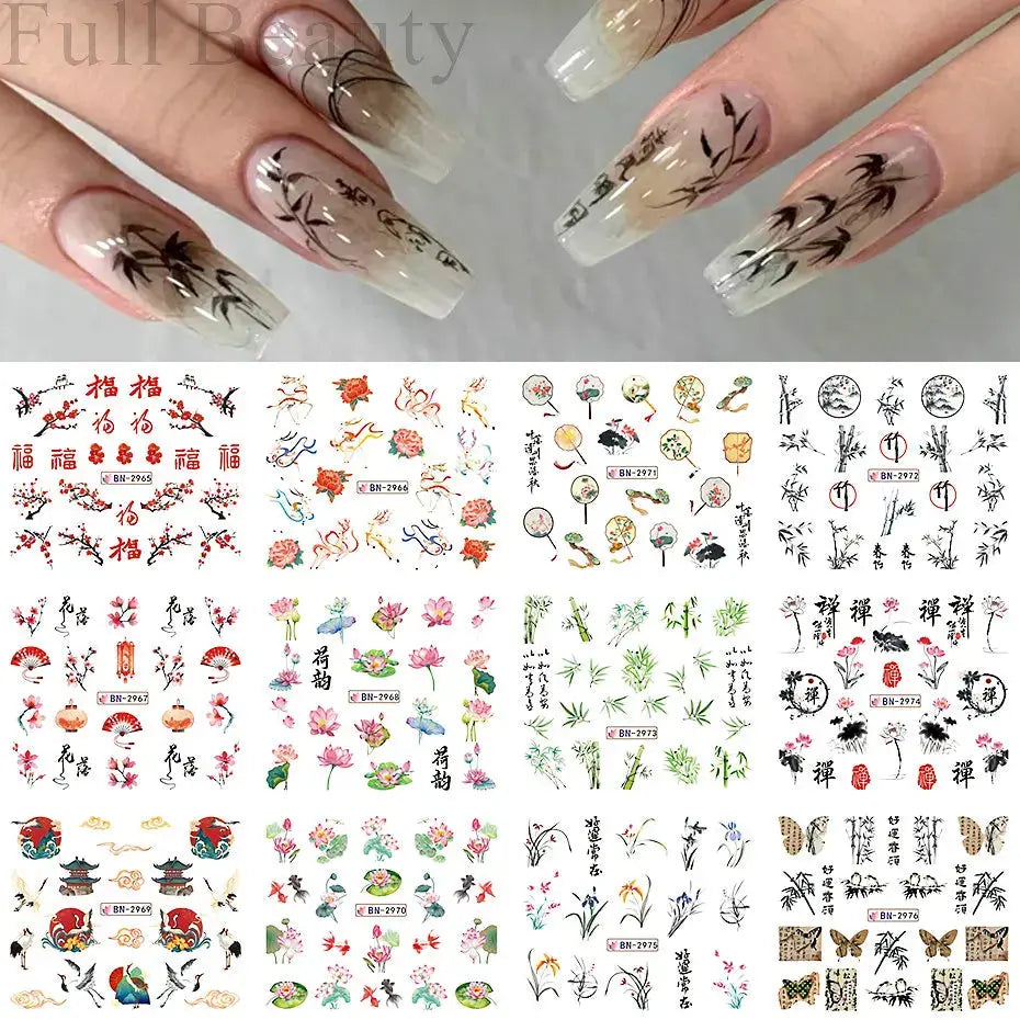 Adesivi per unghie ad acqua con decalcomania del drago Cursore di design per unghie di Capodanno Sfregamento su adesivi per trasferimento Decorazione Accessori per manicure Strumento