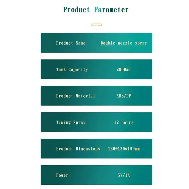 Umidificatore a doppio spruzzo di grande capacità Usb Home Camera da letto 2L Rifornitore d'acqua silenzioso Purificatore d'aria Diffusore d'acqua wireless Ufficio