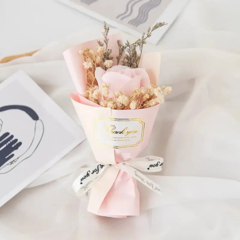 Mini bouquet di fiori artificiali di sapone rosa per il Ringraziamento, San Valentino, Capodanno, Compleanno, Festa di nozze, Regali, Decorazione della casa